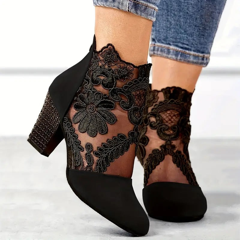 Edith Women's Floral Lace Heels, view 3