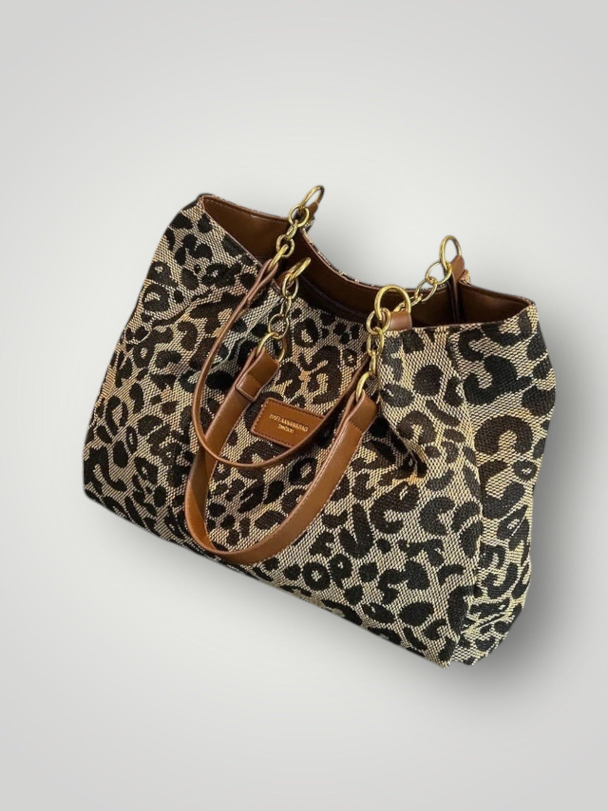 Leonara Women's Leopard Print Open Top Tote Bag, view 6