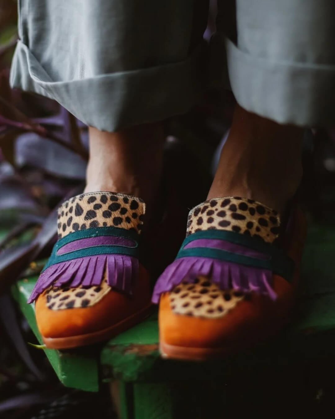 Hallie Women's Fringe Animal Print Loafers, view 1