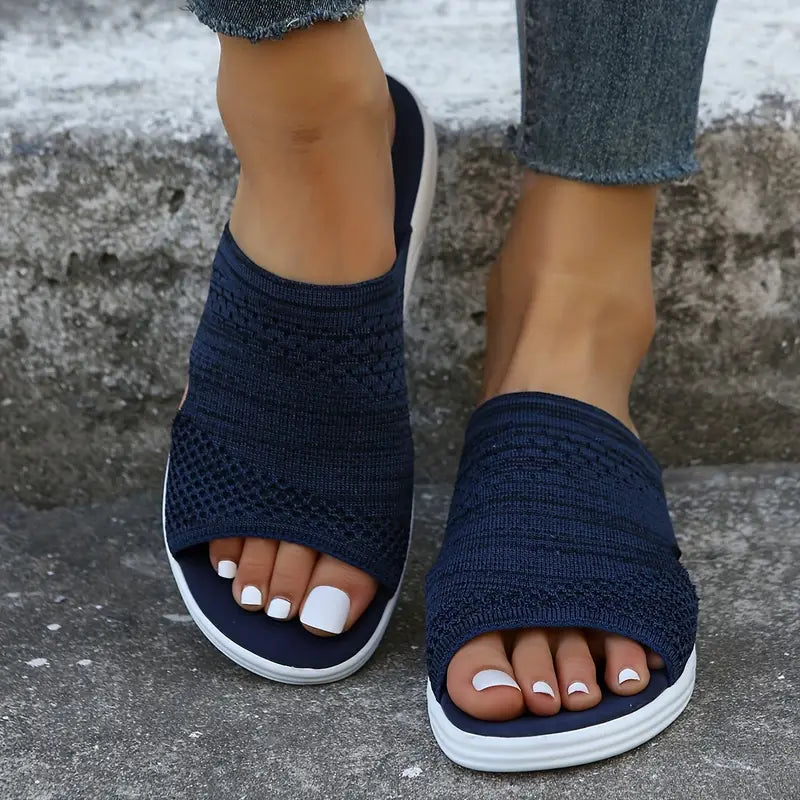Kitty Women's Textured Strap Slip On Slide Sandals, view 3