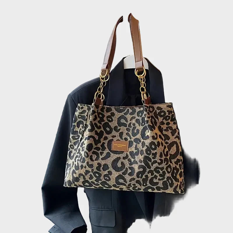 Eleanor Women's Woven Leopard Print Tote Bag, view 3