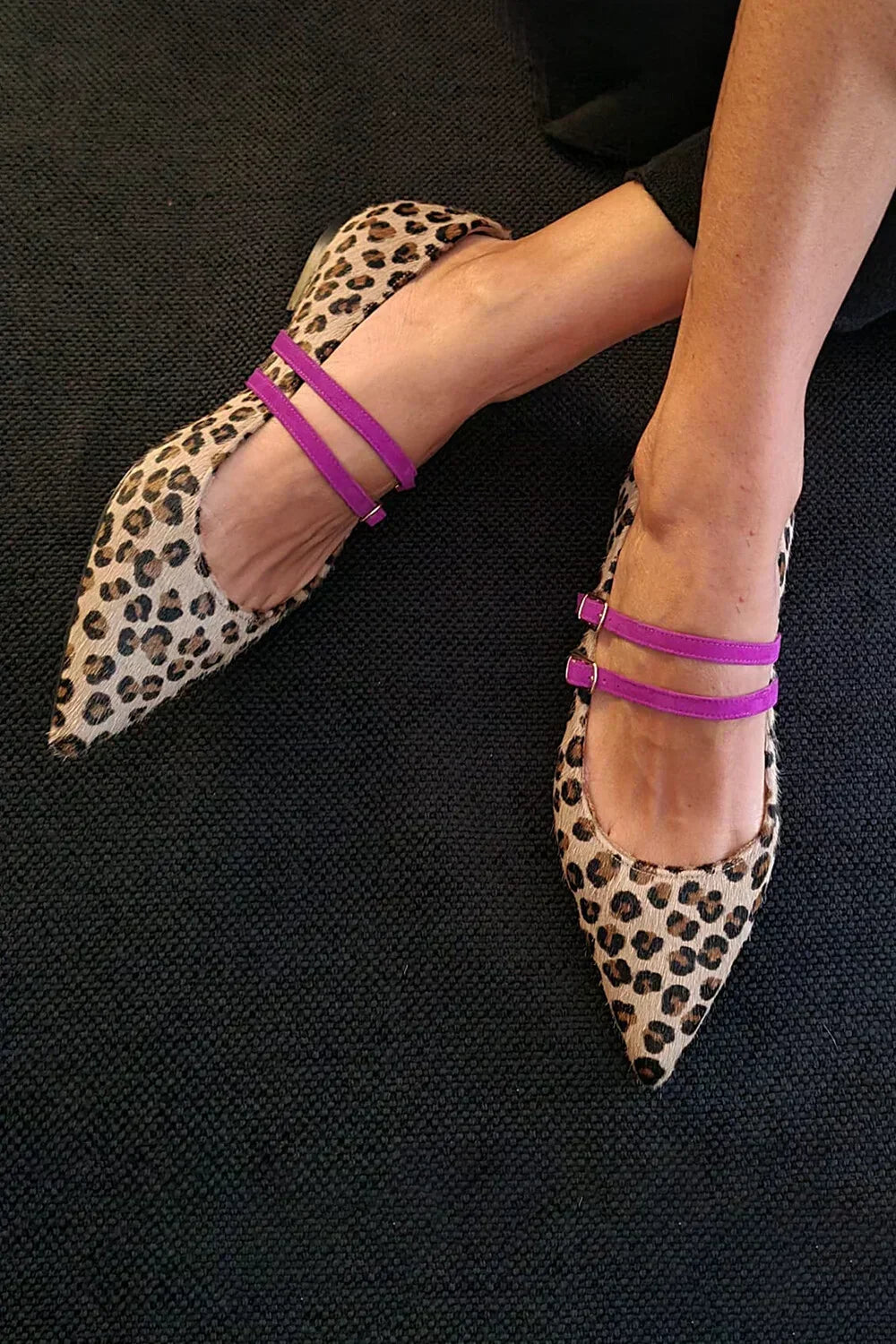Alice Women's Leopard Print Double Strap Flat Shoes, view 1