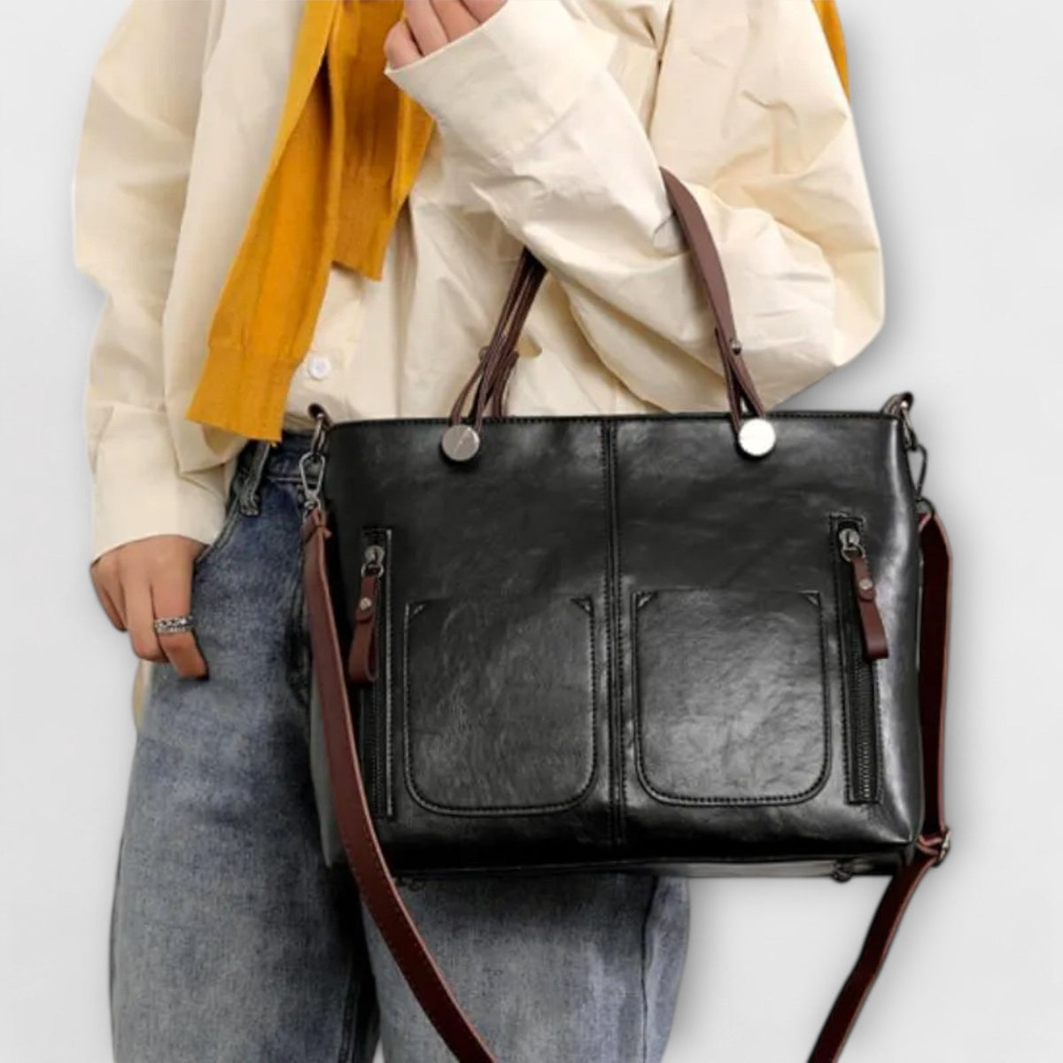 Eline Women's Classic Leather Handbag, view 6