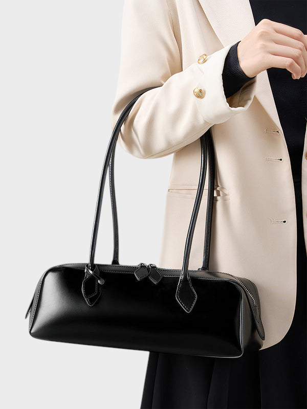 Luzia Women's Leather Double Zip Shoulder Bag, view 10