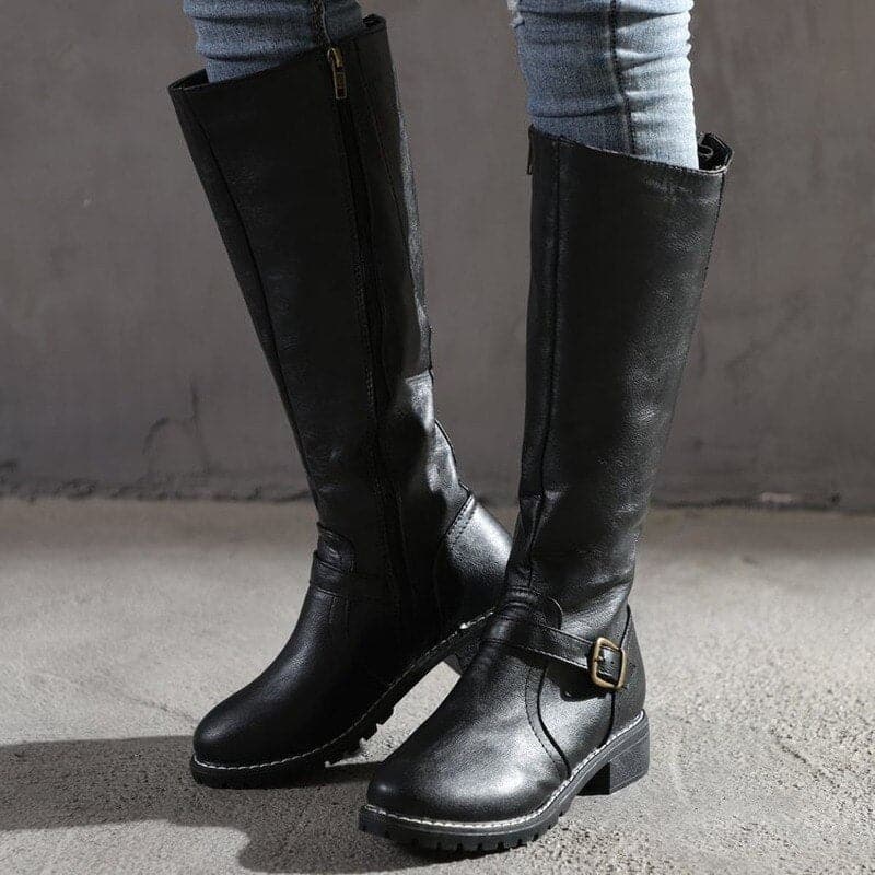 Beatrice Women's Buckle Strap Knee High Boots, view 4