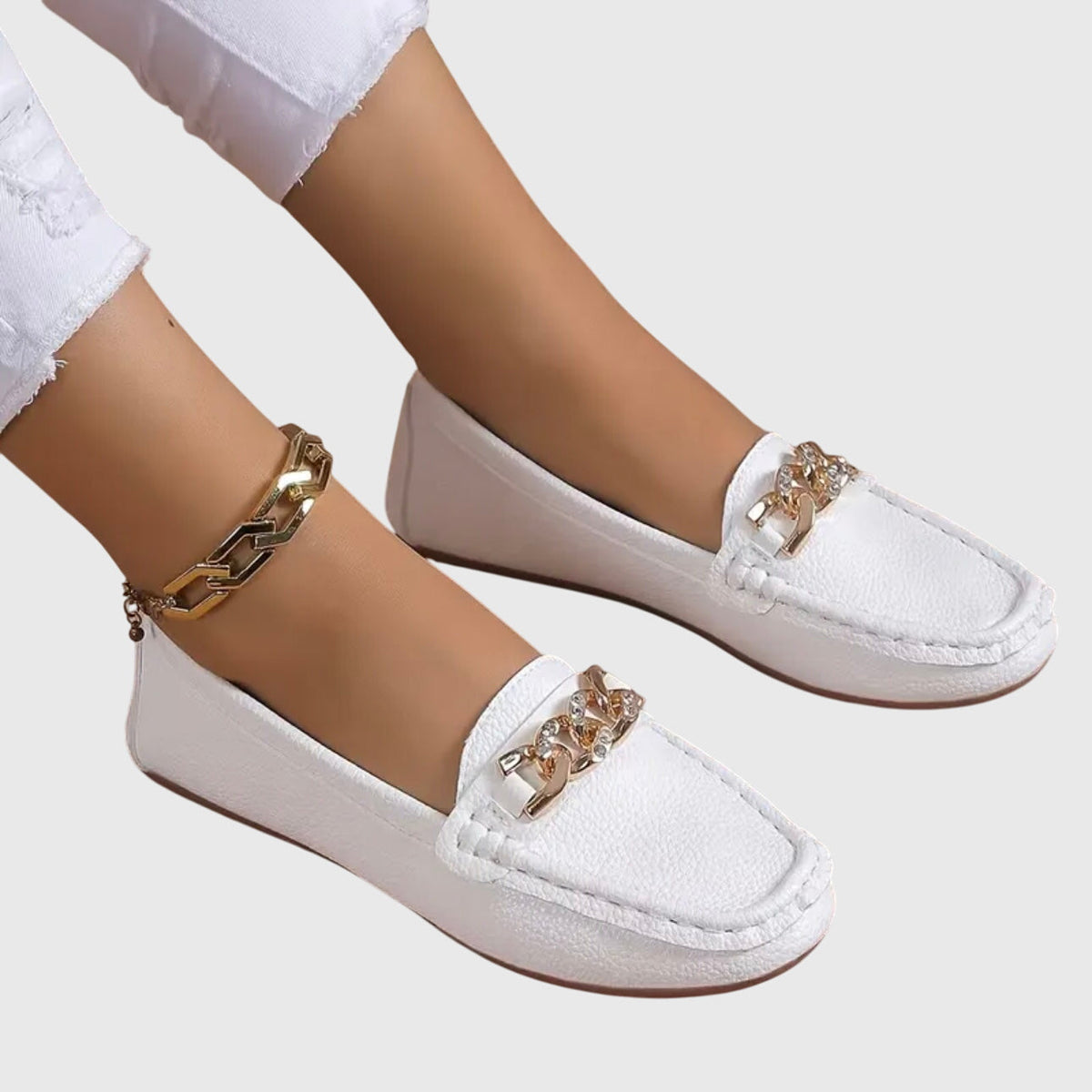 Melissa Women's Gold Tone Chain Loafers, view 6