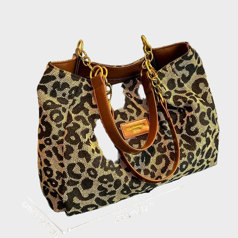 Eleanor Women's Woven Leopard Print Tote Bag, view 4