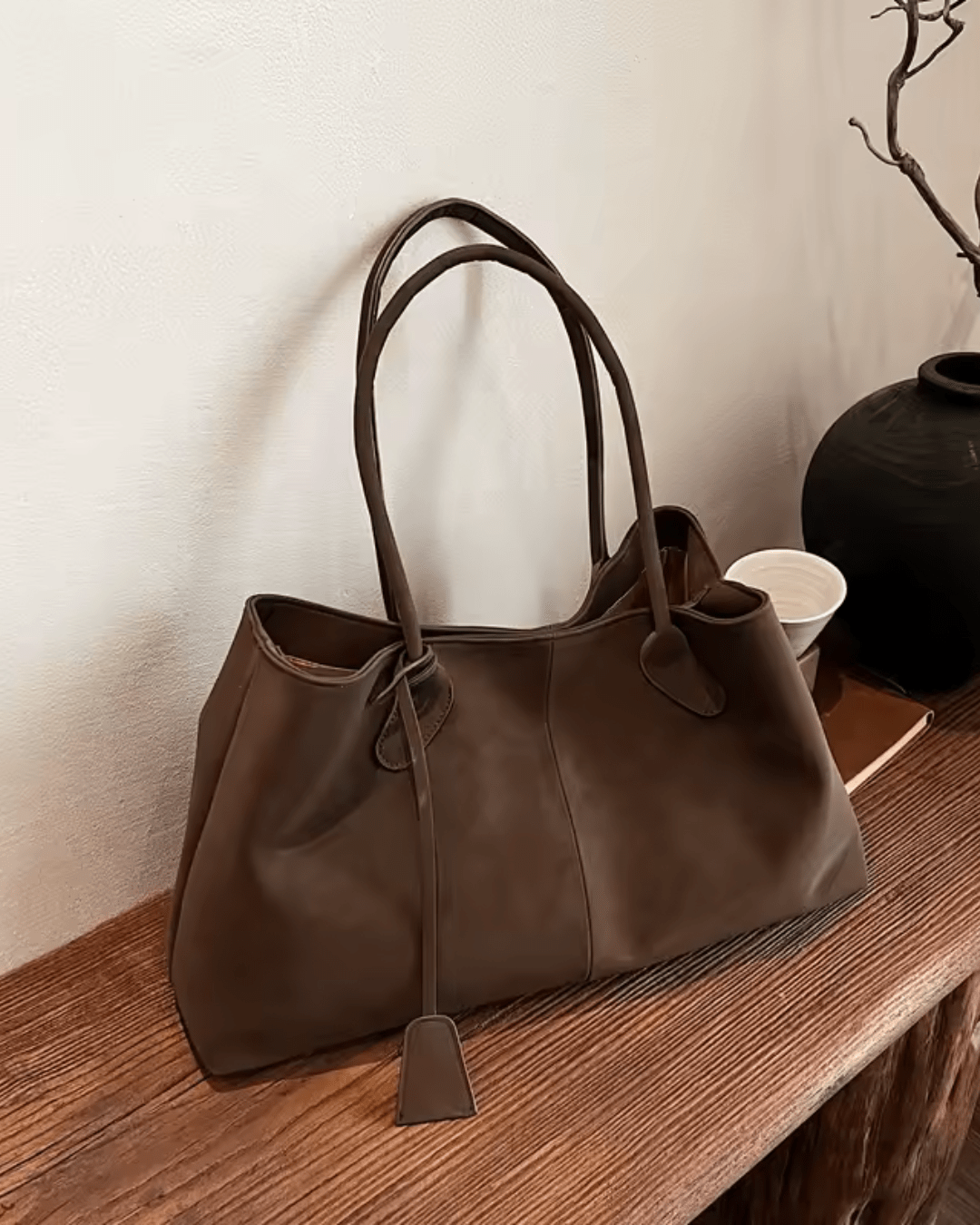 Mara Women's Suede Look Faux Leather Tote Bag, view 8
