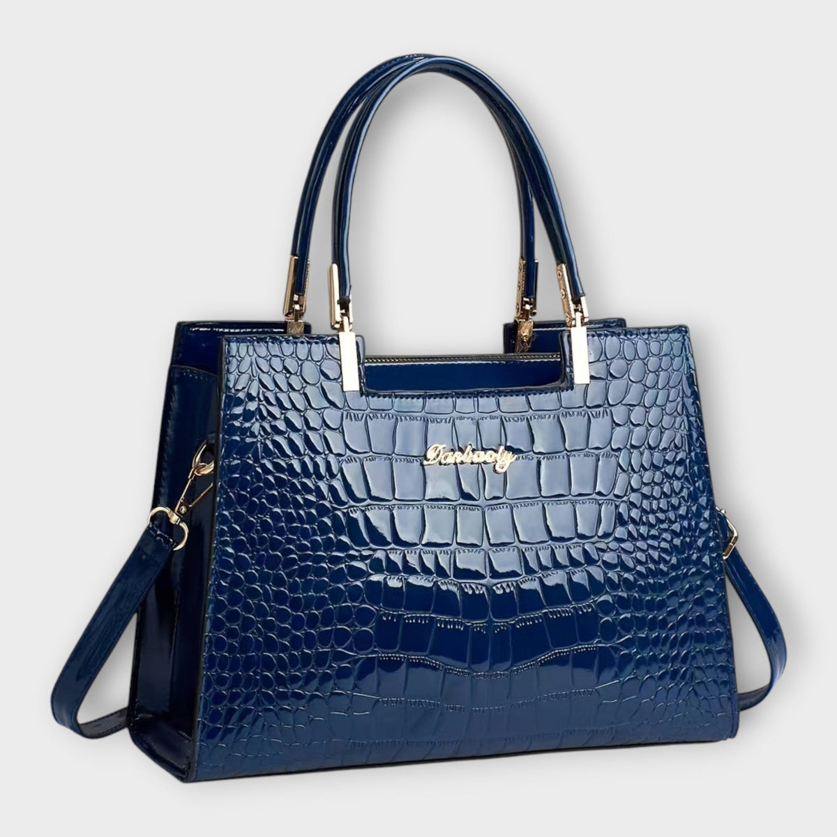 Erain Women's Glossy Crocodile Look Handbag, view 7