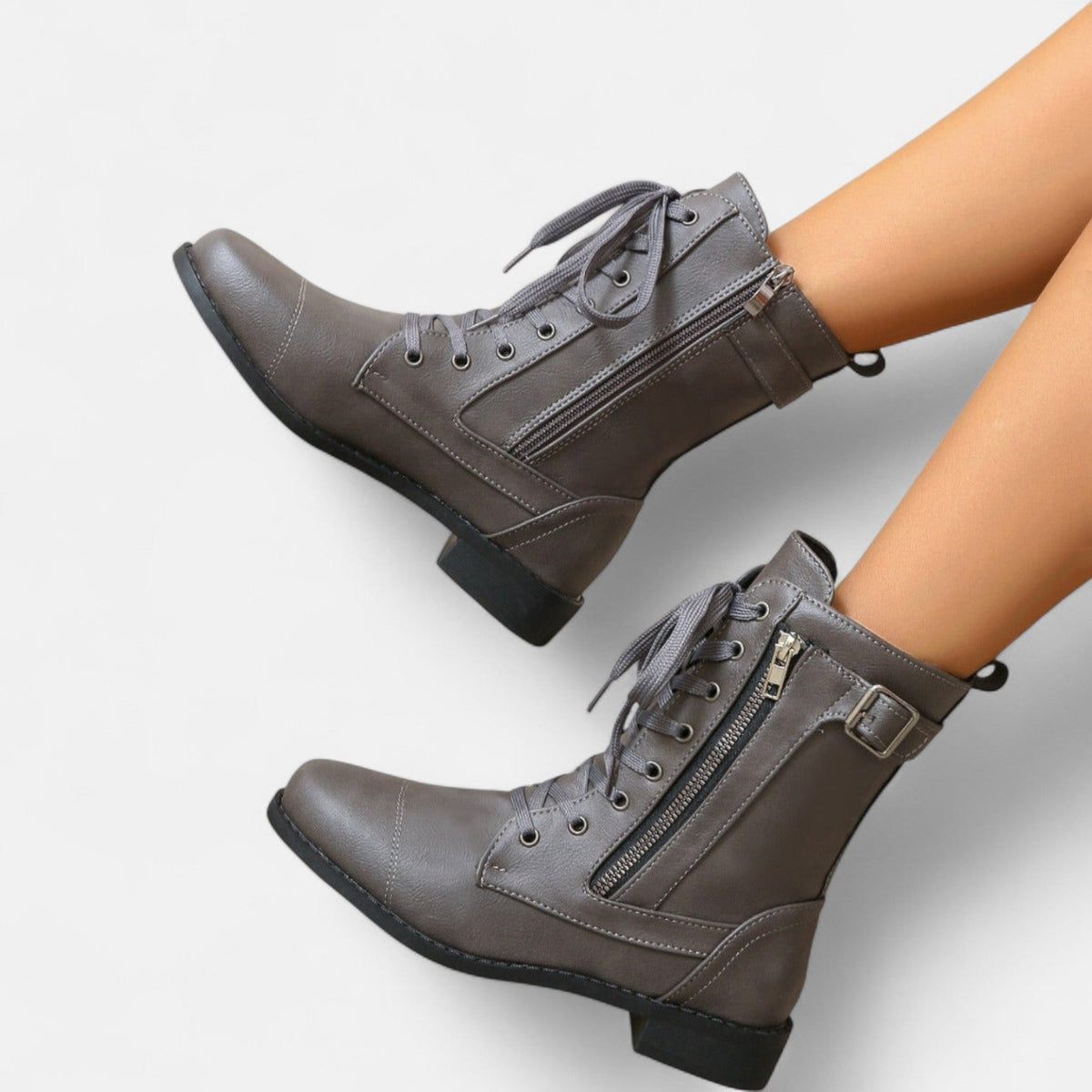 Marisol Women's Leather Look Leather Ankle Boots, view 8