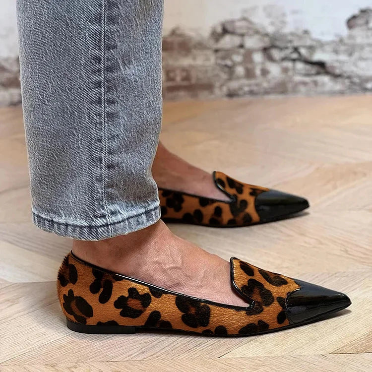 Erin Women's Animal Print Slip On Ballet Flats, view 1