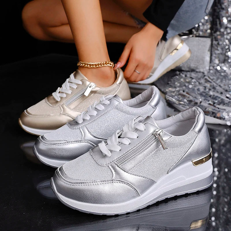 Stellara Women's Metallic Platform Trainers, view 11