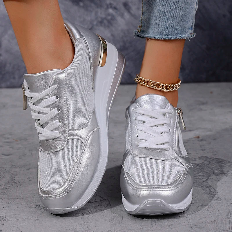 Stellara Women's Metallic Platform Trainers, view 8