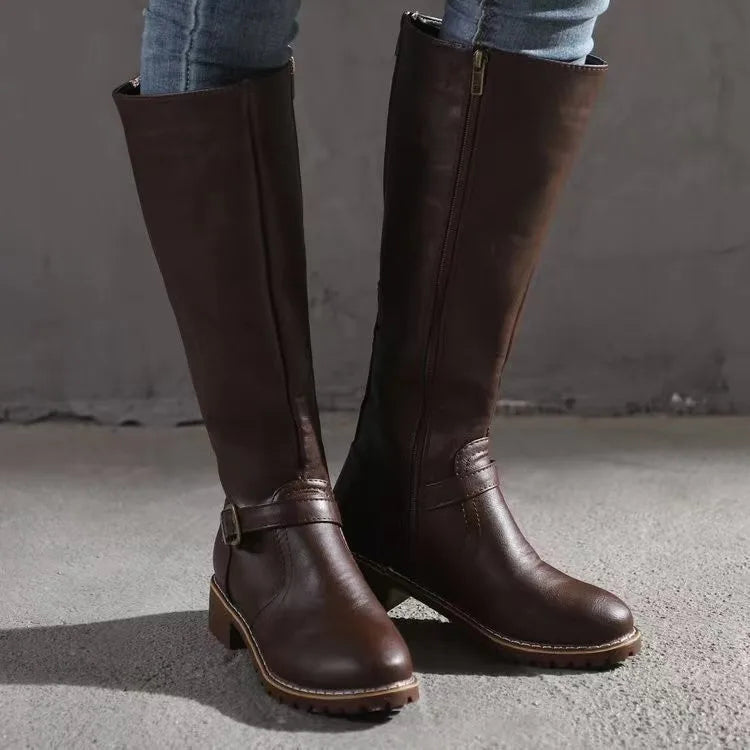 Sylvie Women's Buckle Detail Leather Boots, view 2