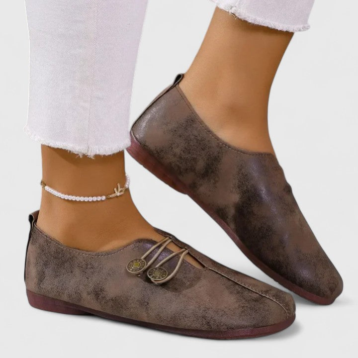 Kyline Women's Elastic Button Foldable Loafers, view 3