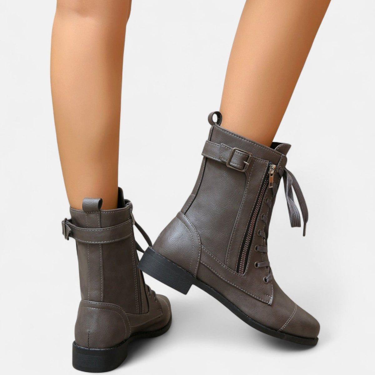 Marisol Women's Leather Look Leather Ankle Boots, view 10