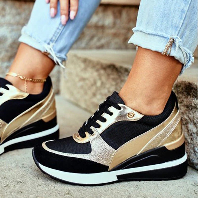 Viola Women's Platform Metallic Detail Trainers, view 2