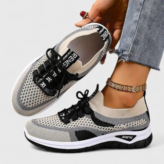 Blythe Women's Knitted Mesh Lace Up Trainers, view 10