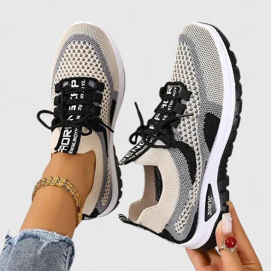 Blythe Women's Knitted Mesh Lace Up Trainers, view 2