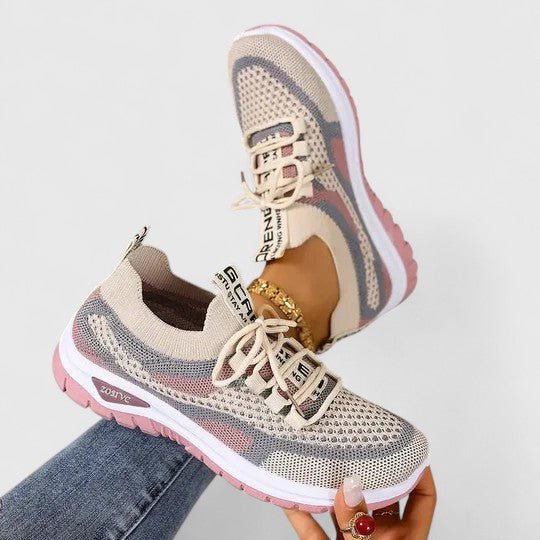 Blythe Women's Knitted Mesh Lace Up Trainers, view 3