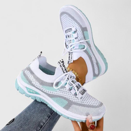 Blythe Women's Knitted Mesh Lace Up Trainers, view 6