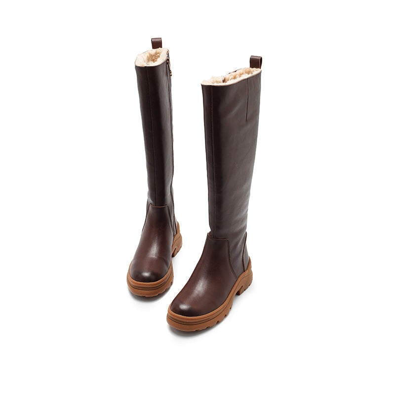 Olive Women's Fleece Lined Side Zip Knee High Boots, view 9