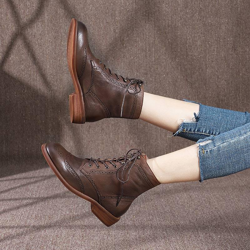 Freya Women's Wingtip Brogue Lace Up Ankle Boots, view 9