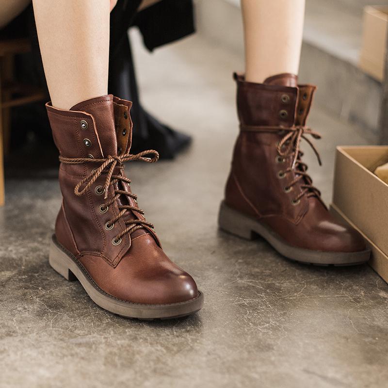 Enid Women's Sheepskin Lace Up Combat Boots, view 9