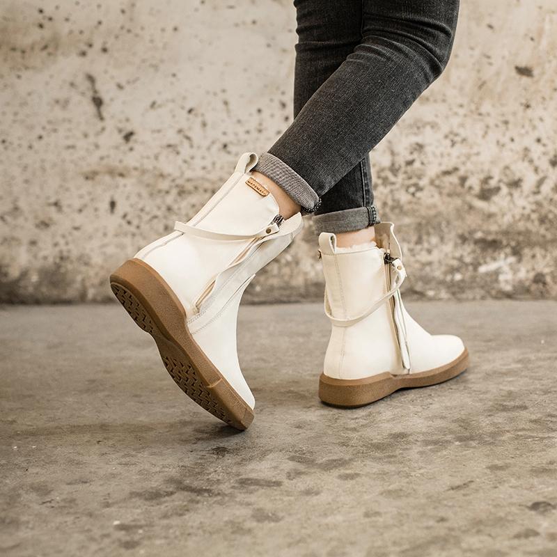 Elodie Women's Waxed Leather Double Zip Chelsea Boots, view 8
