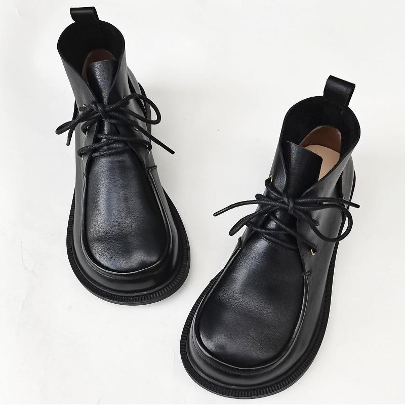 Emmeline Women's Round Toe Lace Up Leather Ankle Boots, view 3