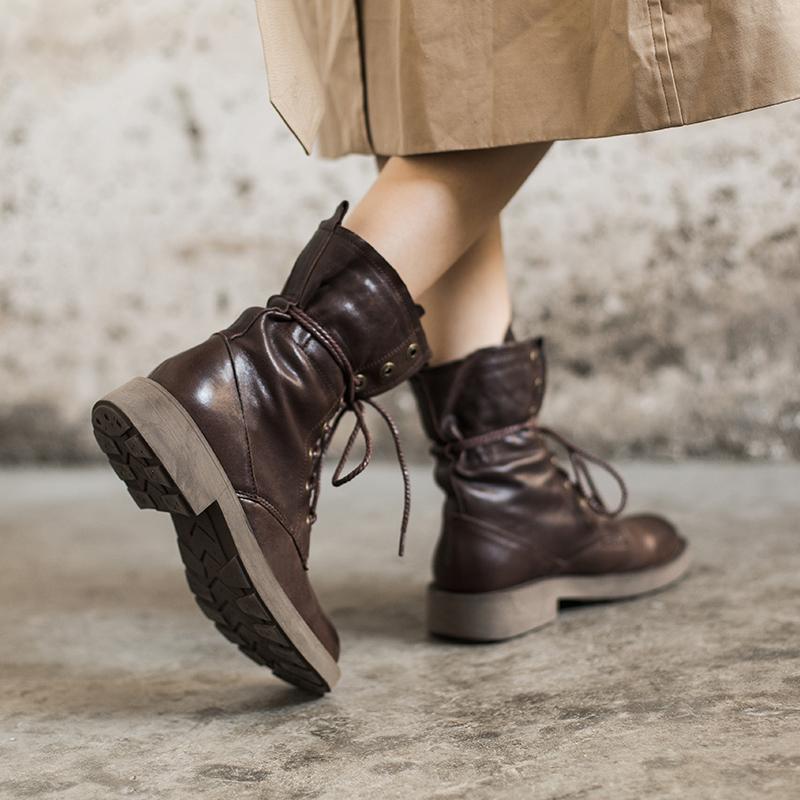 Enid Women's Sheepskin Lace Up Combat Boots, view 5