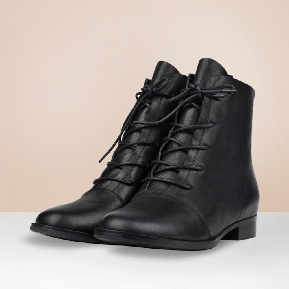 Nell Women's Retro Lace Up Leather Ankle Boots, view 12