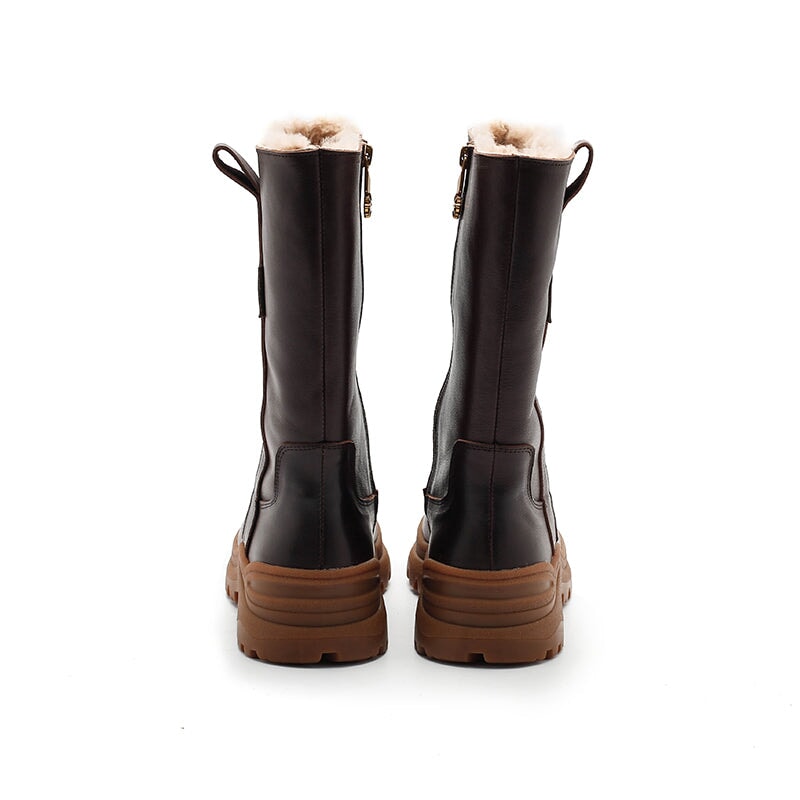 Leah Women's Leather Back Zip Mid Calf Boots, view 10
