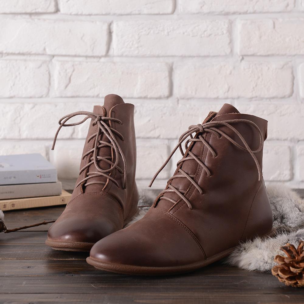 Georgie Women's Lace Up Flat Sole Oxford Ankle Boots, view 9