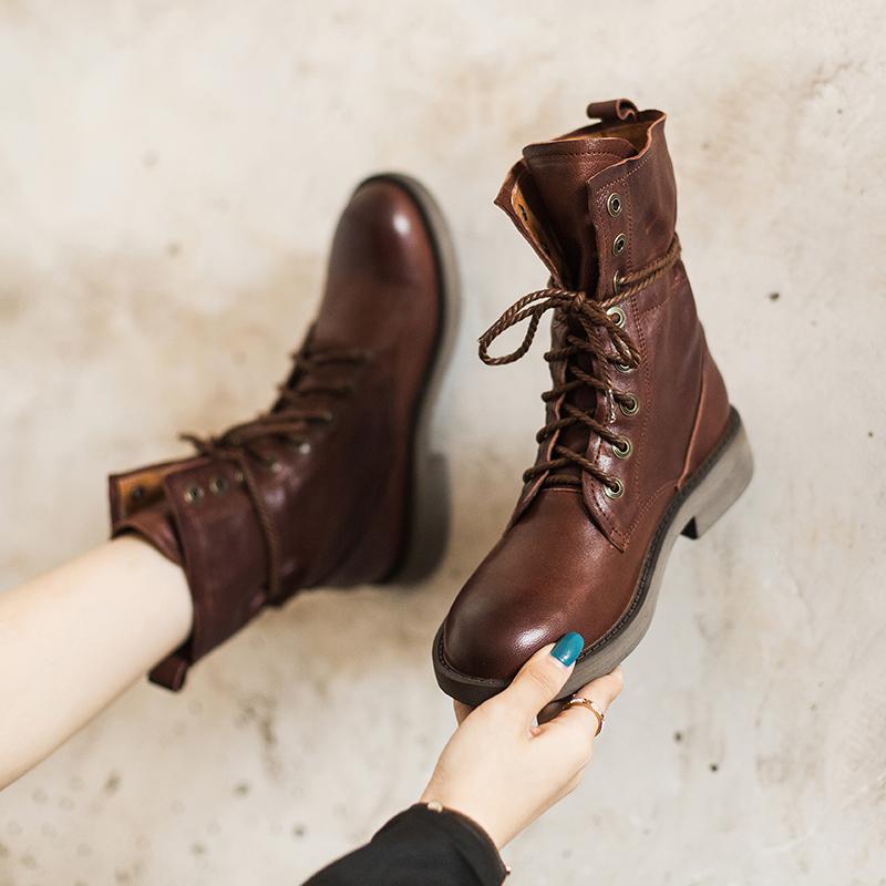 Enid Women's Sheepskin Lace Up Combat Boots, view 7