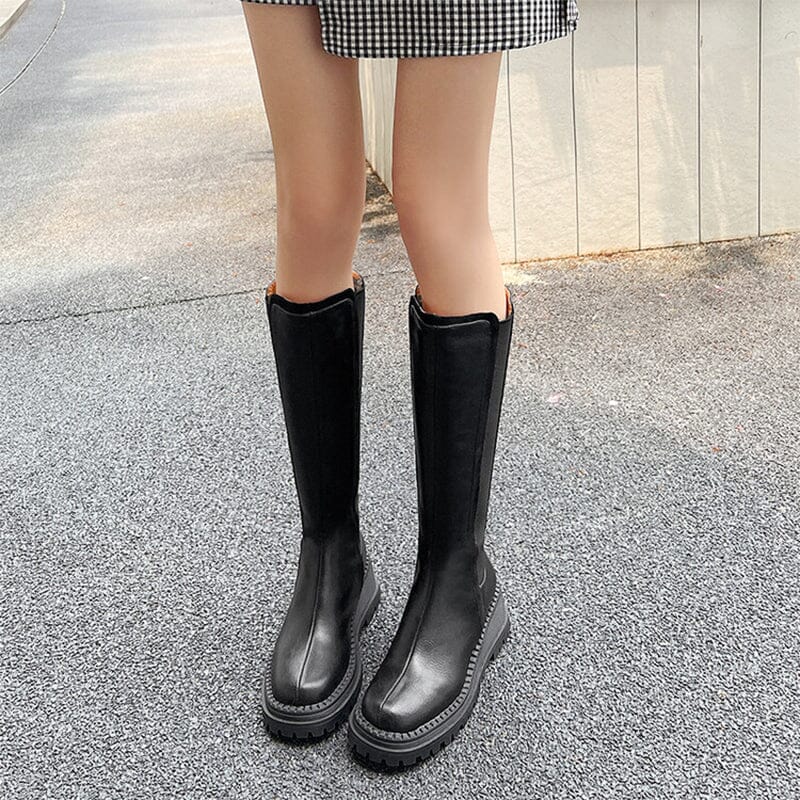 Millie Women's Chunky Round Toe Knee High Boots, view 5