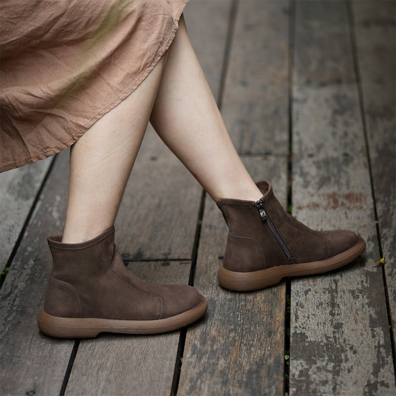 Bonnie Women's Side Zip Round Toe Leather Ankle Boots, view 5
