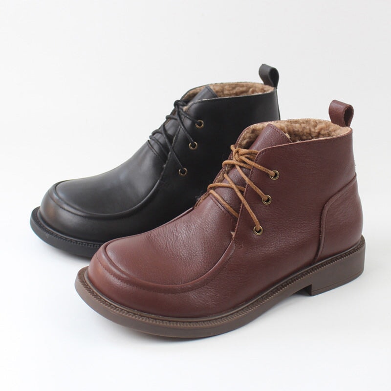 Emmeline Women's Round Toe Lace Up Leather Ankle Boots, view 10