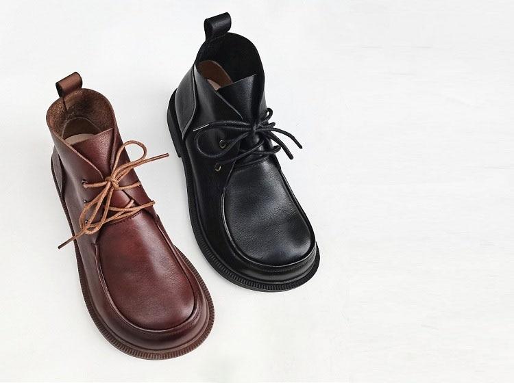 Emmeline Women's Round Toe Lace Up Leather Ankle Boots, view 5