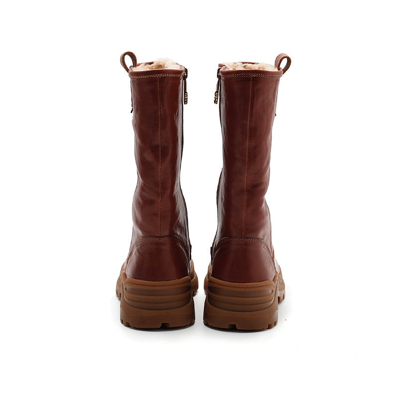 Annie Women's Back Zip Leather Mid Calf Boots, view 4