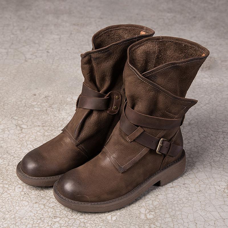Ivy Women's Buckle Round Toe Mid Calf Boots, view 9
