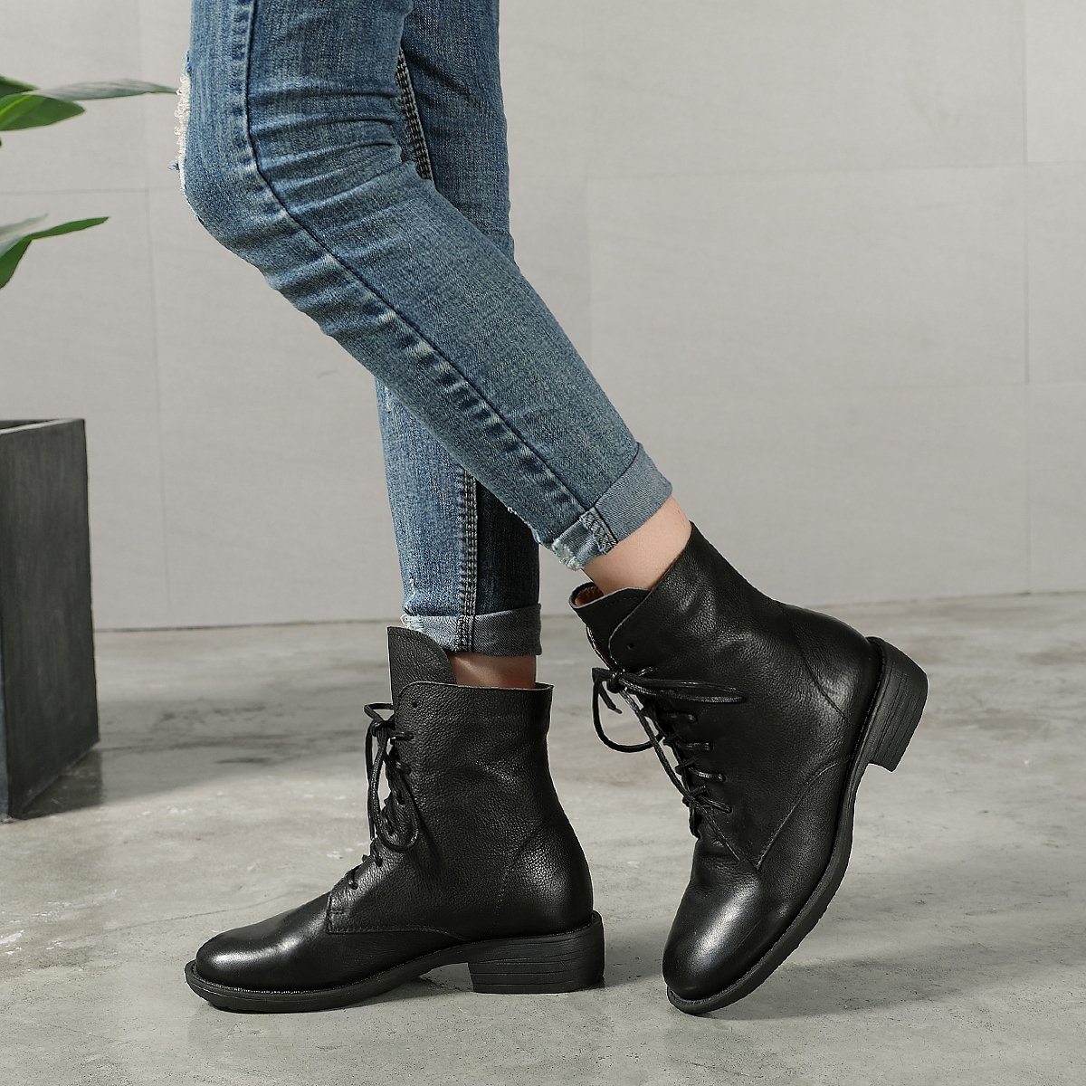 Lorna Women's Chunky Combat Lace Up Ankle Boots, view 6