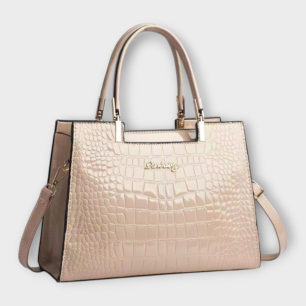 Erain Women's Glossy Crocodile Look Handbag, view 8
