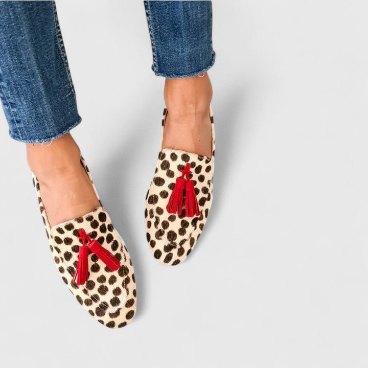 Cleo Women's Leopard Print Tassel Loafers, view 1