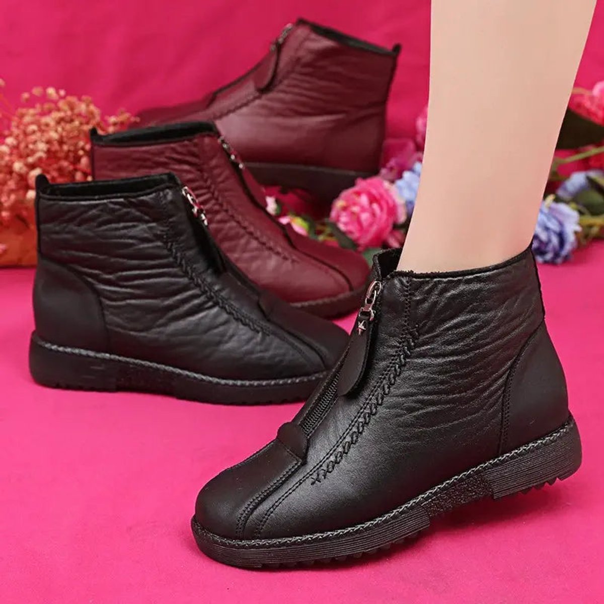 Esme Women's Fleece Lined Leather Ankle Boots, view 2