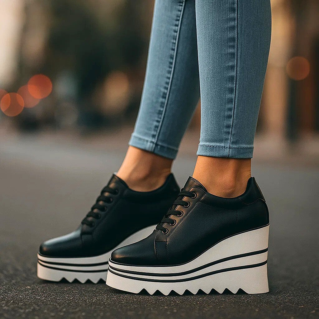 Sylvie Women's Dual Stripe Platform Trainers, view 12