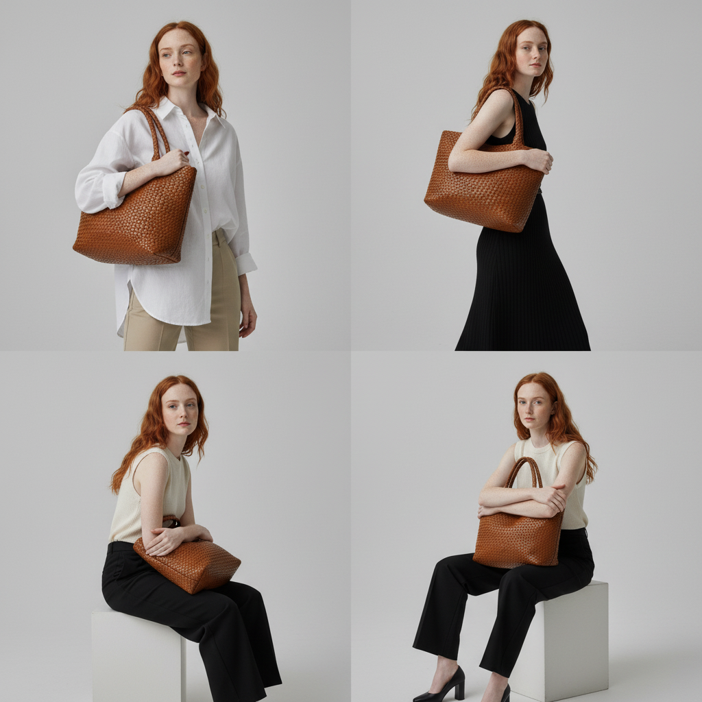 Lana Women's Woven Texture Tote Bag, view 3