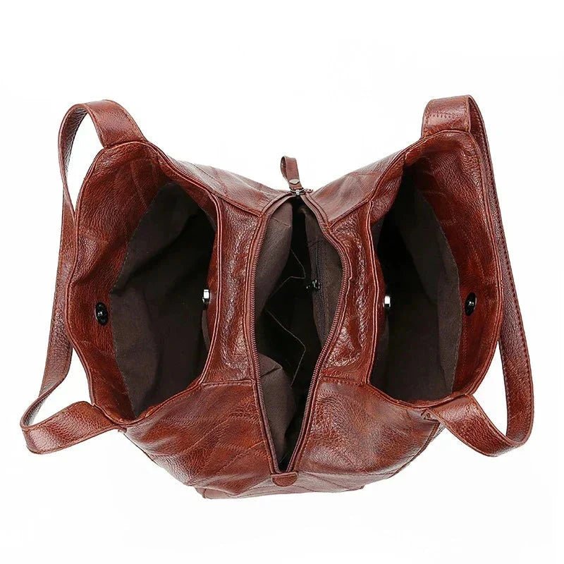 Harriet Women's Leather Hobo Drawstring Shoulder Bag, view 10