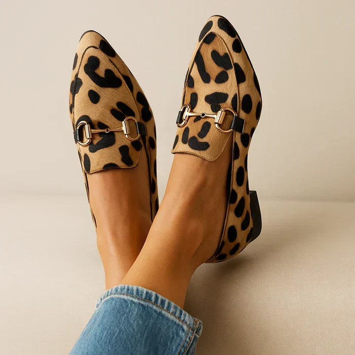 Angelique Women's Pointed Toe Leopard Print Loafers, view 1