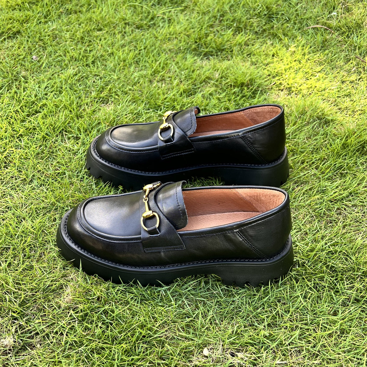Ida Women's Chunky Platform Metal Chain Loafers, view 9